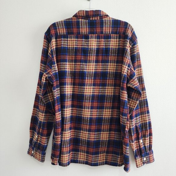 NWT Levi's Plaid Flannel Button Down Shirt Mens L Dark Blue/Orange - Picture 2 of 10